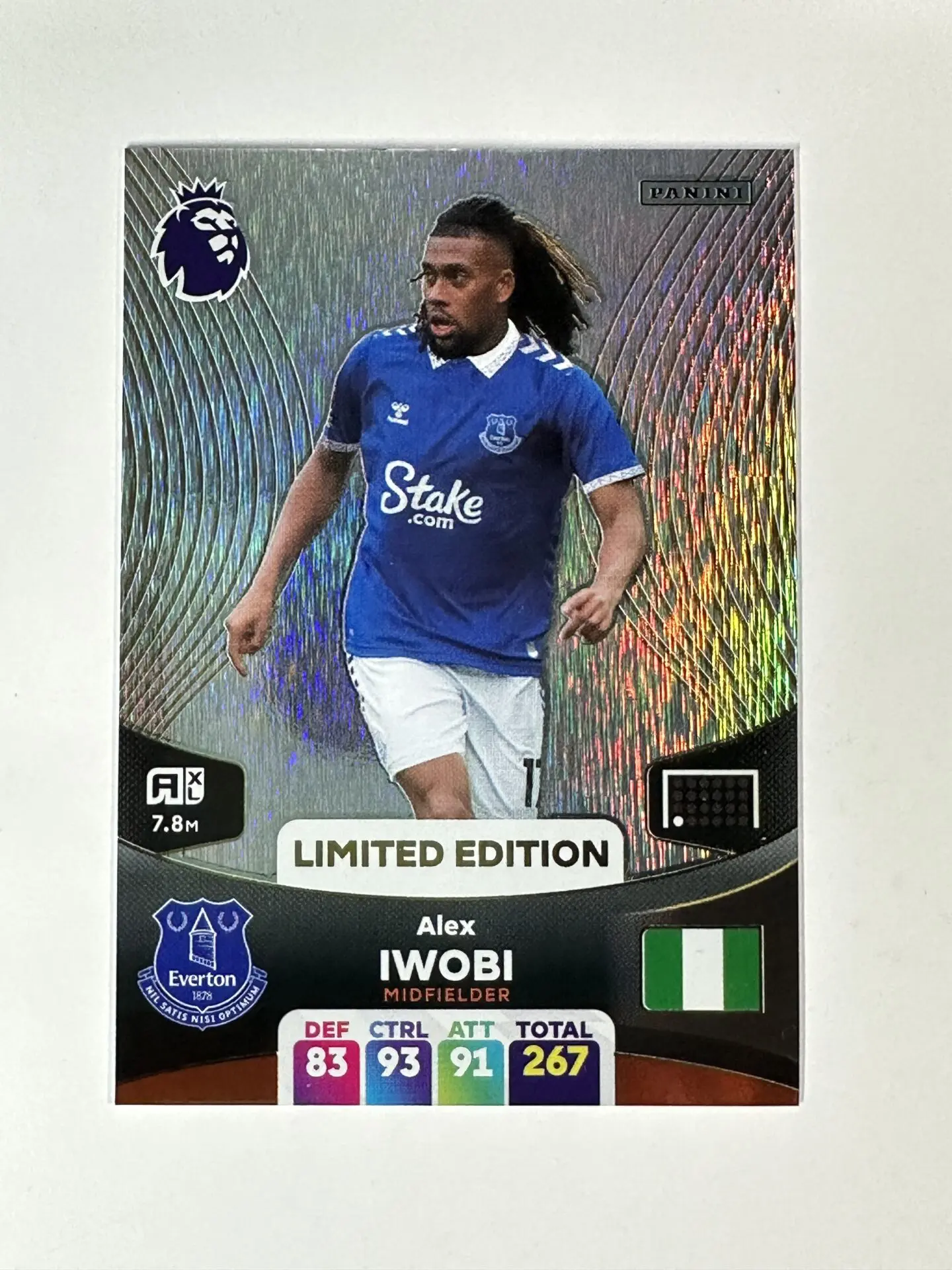 LE Alex Iwobi Everton Limited Edition Panini Premier League Adrenalyn XL  2024 Card